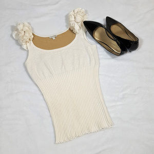 Boston Proper Cream Sleeveless Sweater Size Small